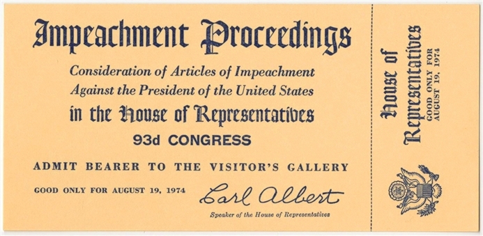 1974 Richard Nixon Impeachment Proceeding Ticket (University Archives LOA)